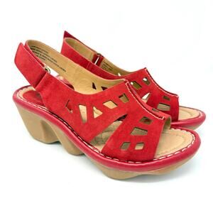 8.5 Earth Red Leather Sandals Wedges Stargaze Jazzy Heels